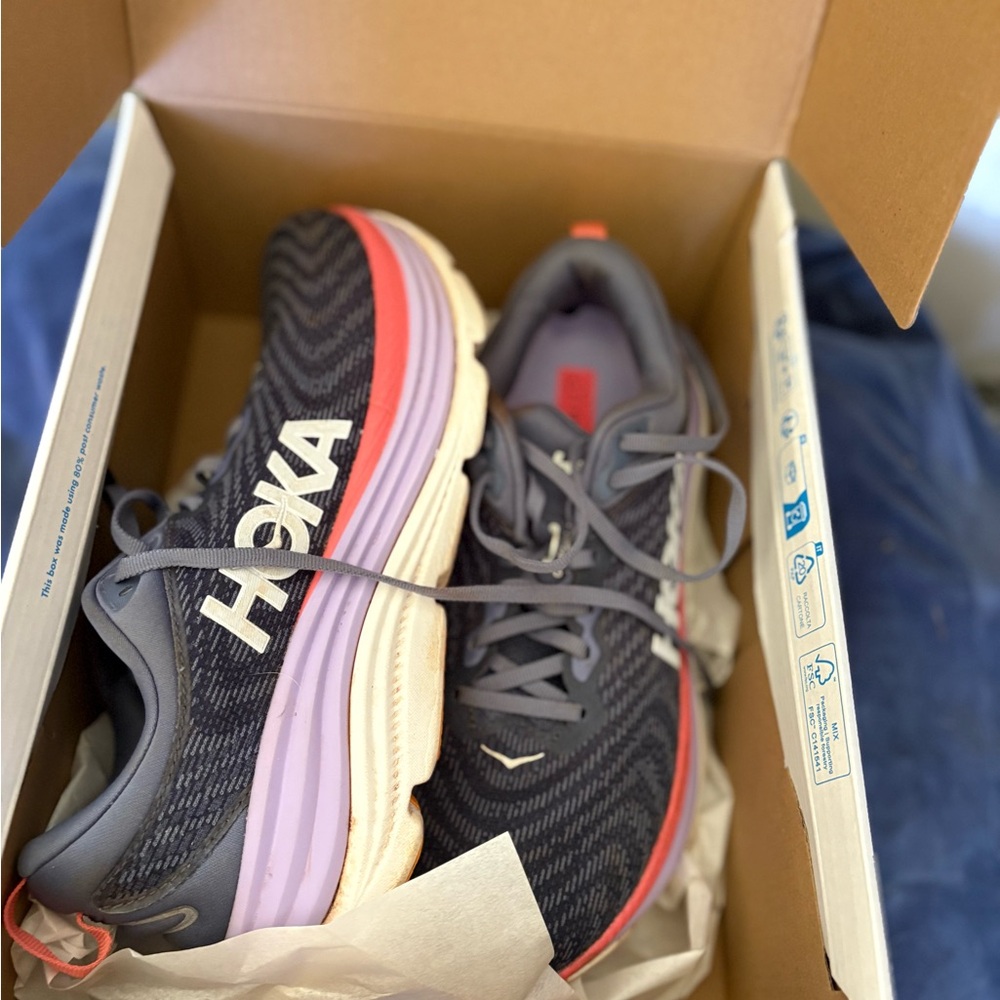 Hoka One One Gray Pink Athletic Shoes with Gradient Sole
